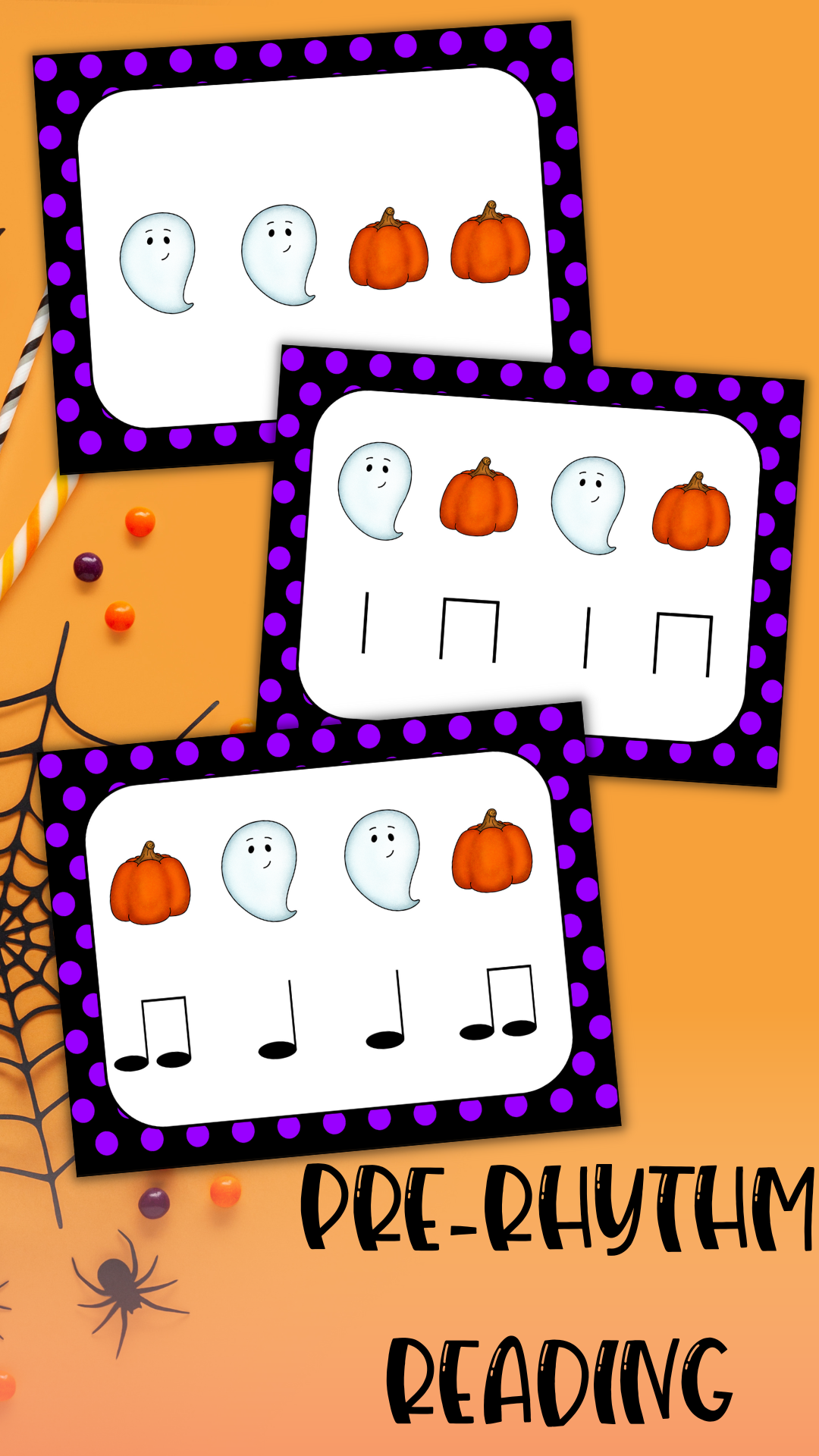 Haloween pre reading rhythm iconic notation cards