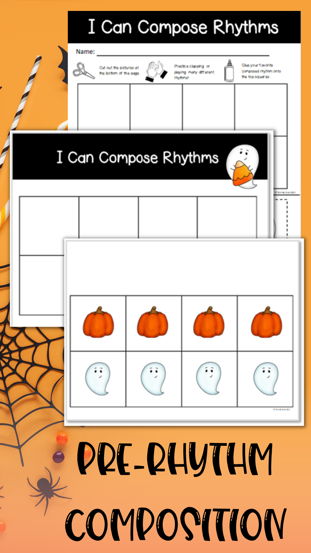 Halloween pre reading rhythm iconic notation composition activity