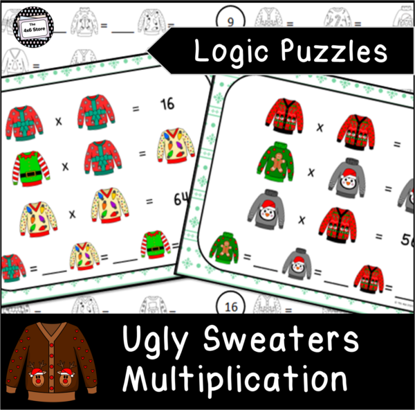ugly sweater logic puzzles multiplication covers
