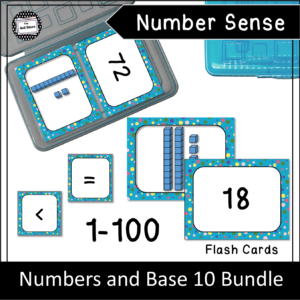 base ten and number cards 1 to 100 blue bundle product cover