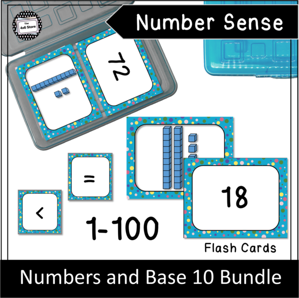 base ten and number cards 1 to 100 blue bundle product cover