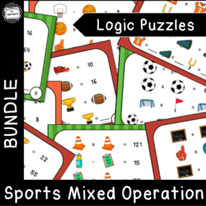 sports mixed operations math puzzles bundle
