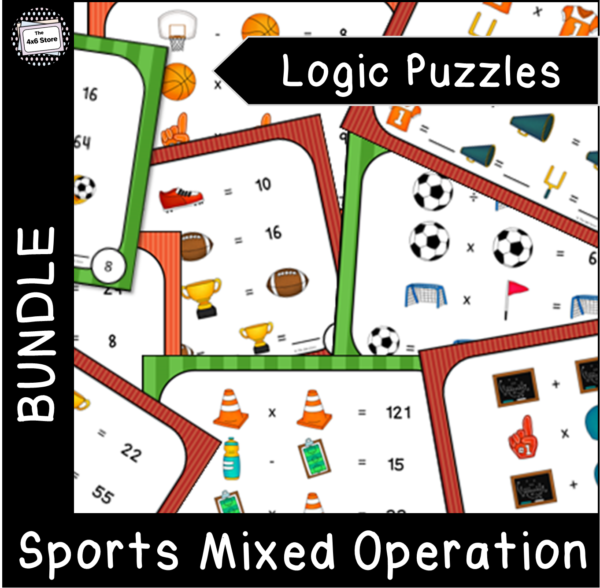 sports mixed operations math puzzles bundle