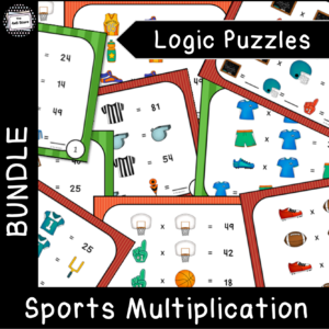 sports multiplication logic puzzle task cards