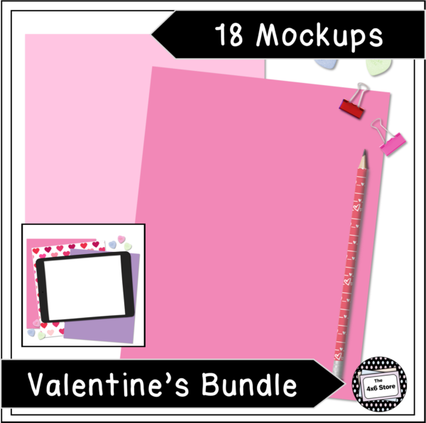 valentines day flat lay digital mockups for TPT products