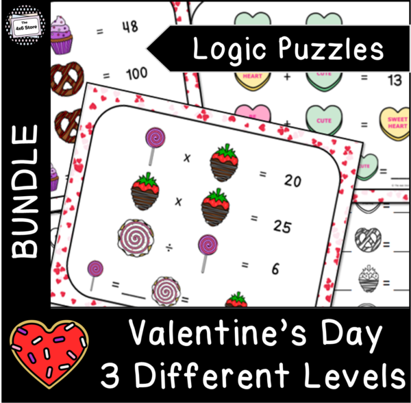 valentines logic puzzle bundle