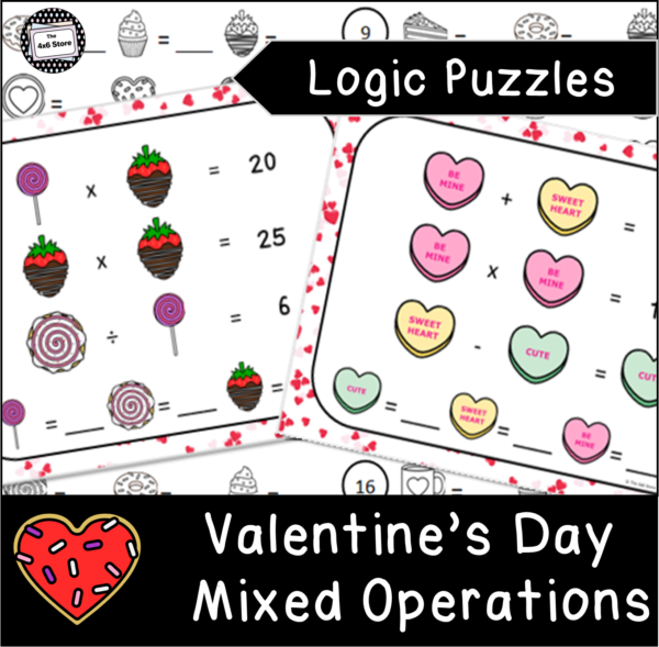 valentines logic puzzle mixed operations cover