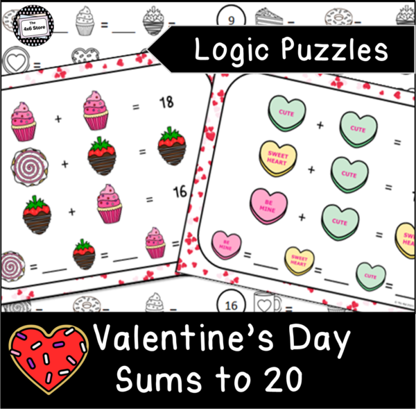 valentines logic puzzle sums to 20 cover