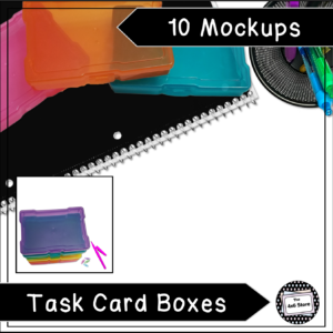 task card box flat lay mockup cover